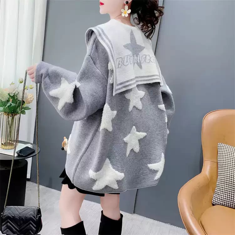 【tops】折り襟ニットセーター　M26950