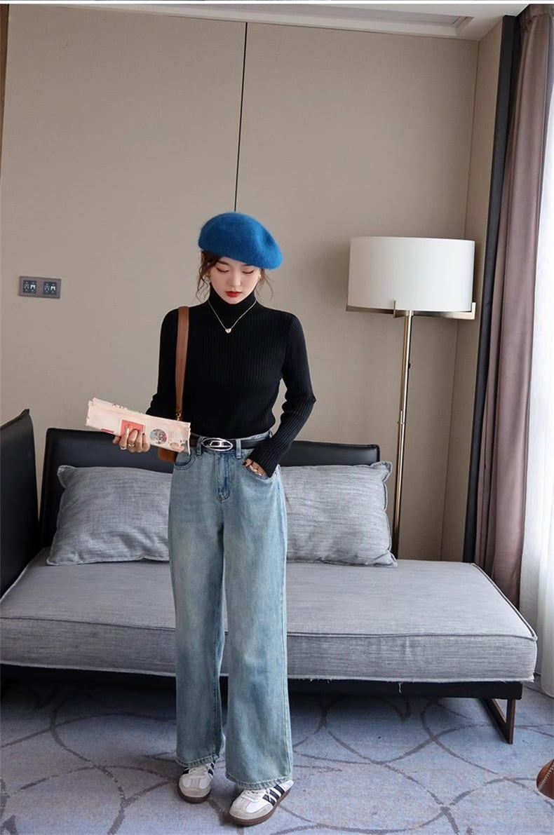 【tops】無地ニットトップス　M26788