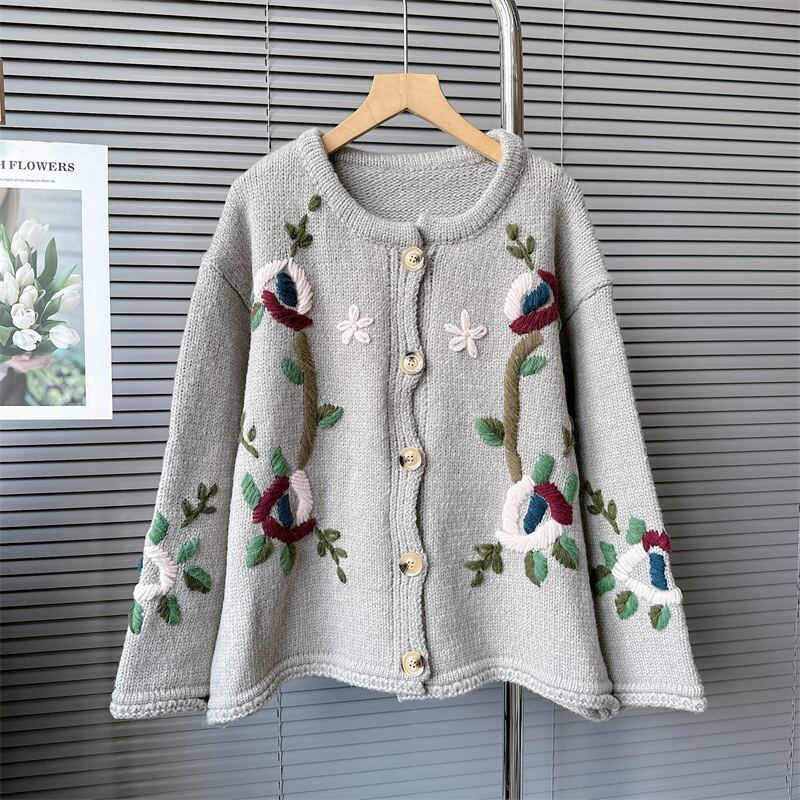 【outer】刺繍ニットカーデ　N2081