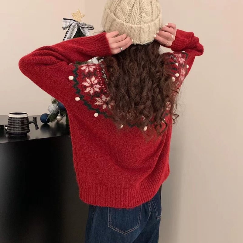 【tops】ジャカードニットセーター　M27136