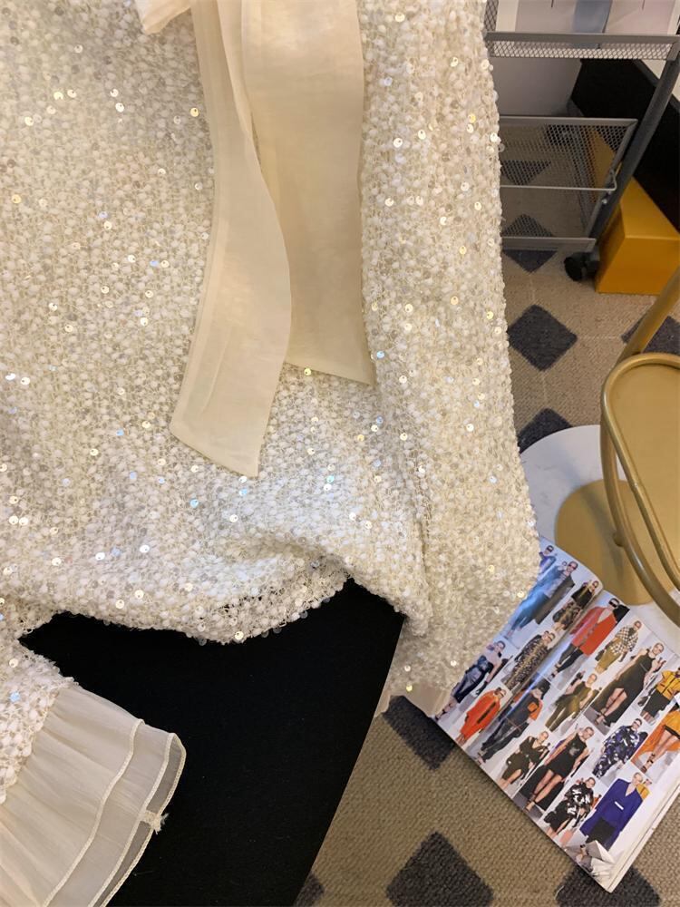 【tops】スパンコールシャツトップス　M28910