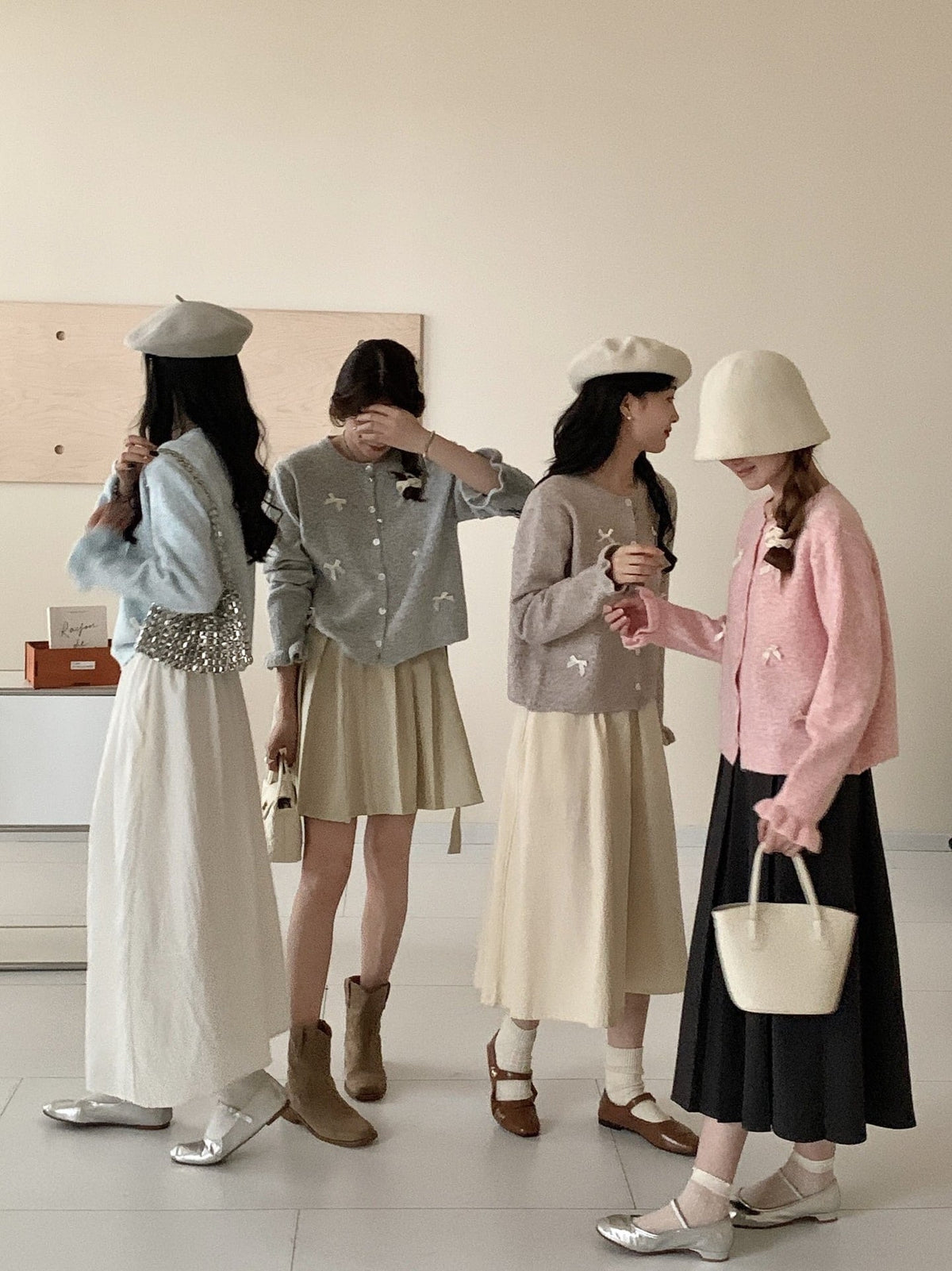 【outer】リボン付きニットカーデ　M17962