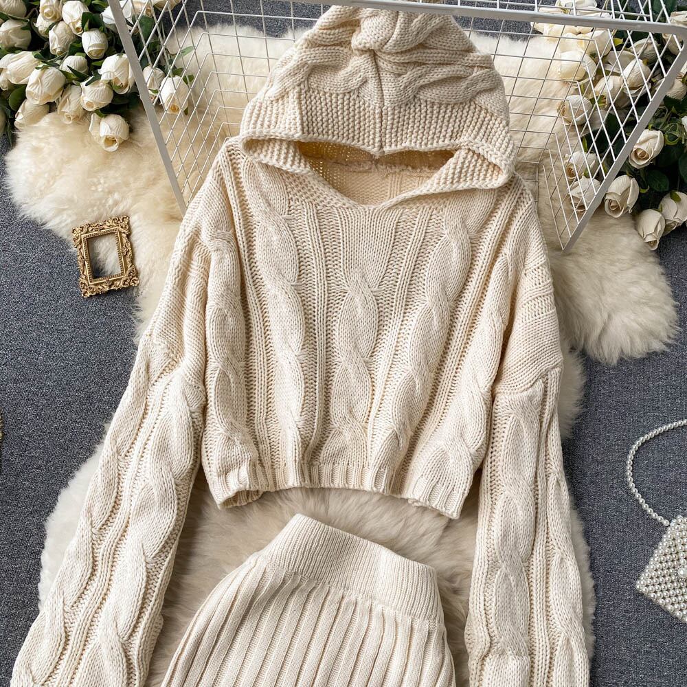 【set】着心地良い!気質満点ハイネックセーター+タイトスカートオシャレ２点セット G3271