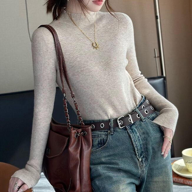 【tops】無地ニットトップス　M26445