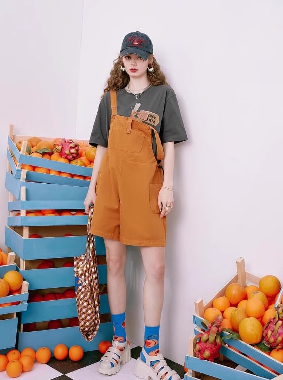 【bottoms】薄手デニムオーバーオールG20077