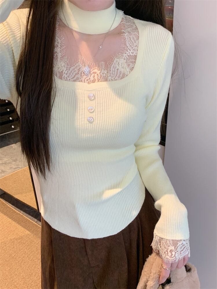 【tops】レースニットトップス　M28418