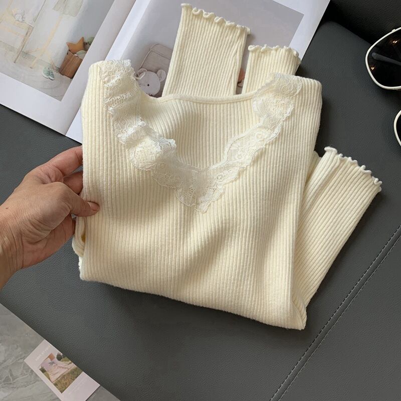 【tops】レース切り替えニットトップス　M27213