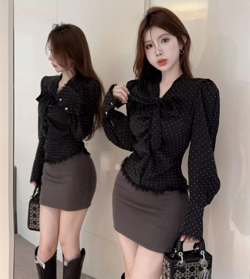 【tops】リボンレース ブラウスG21348