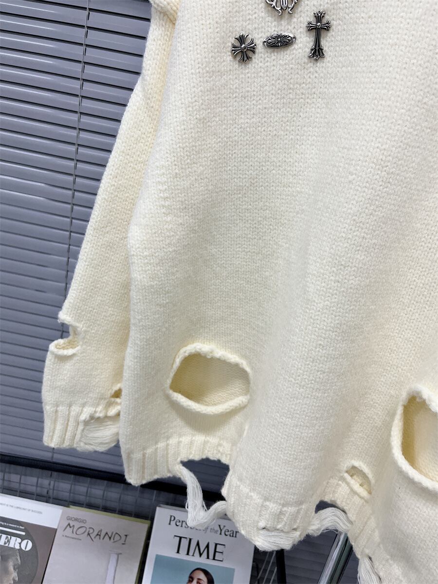 【tops】ダメージ加工ニットセーター　M18470