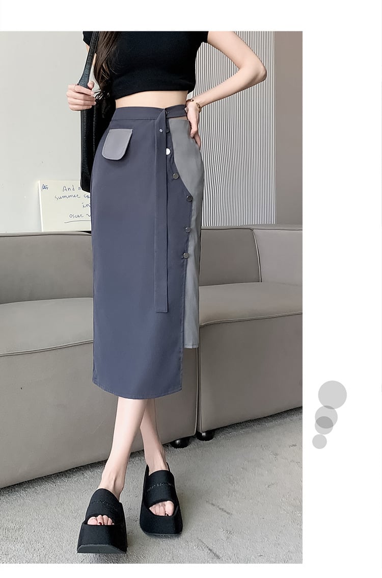 【bottoms】不規則ハイウエストスカートG20941