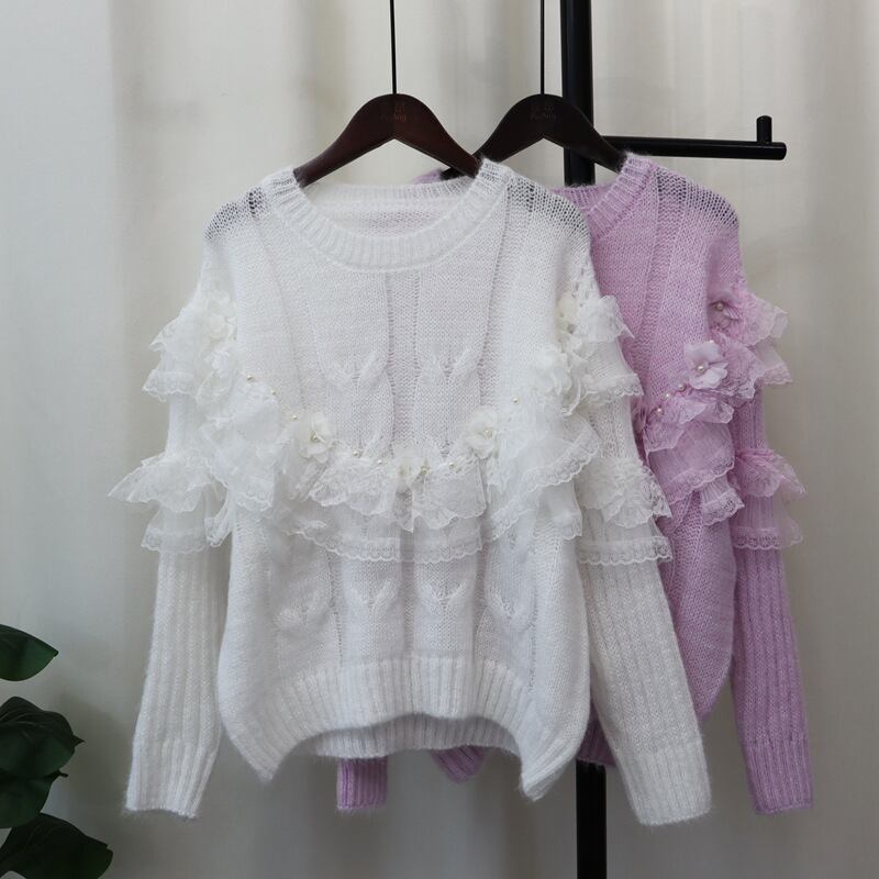 【tops】チュールコンビニットセーター　M29324