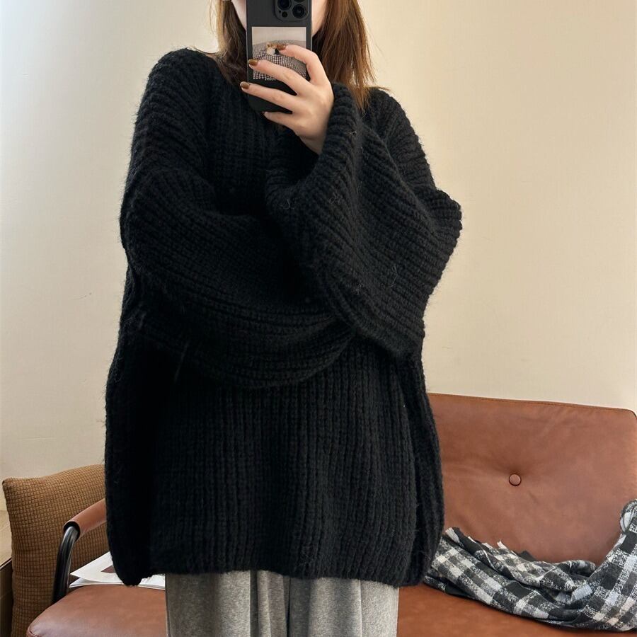 【tops】クルーネックニットセーター　M18988