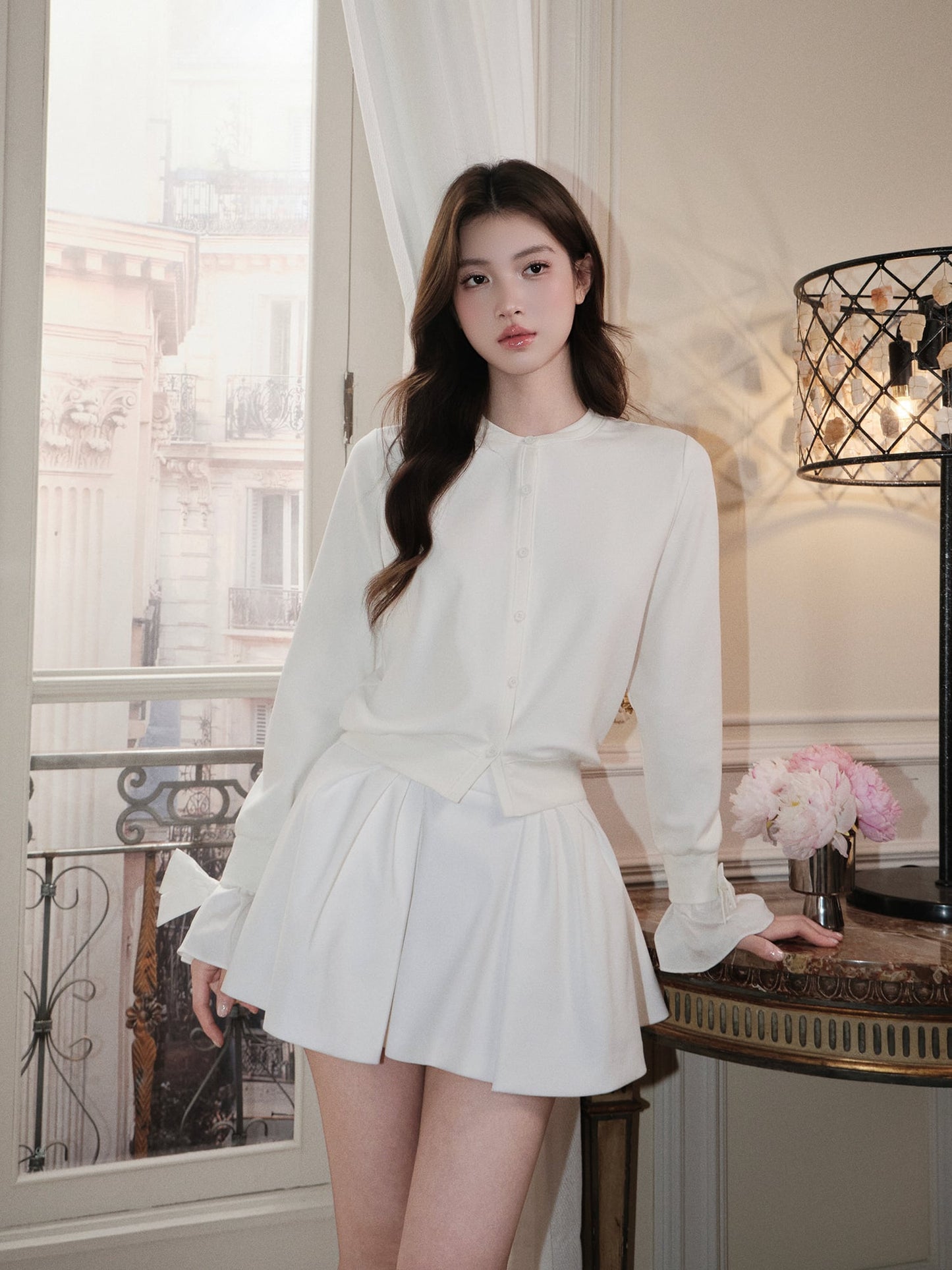 【outer】袖口リボンニットカーディガン N3402