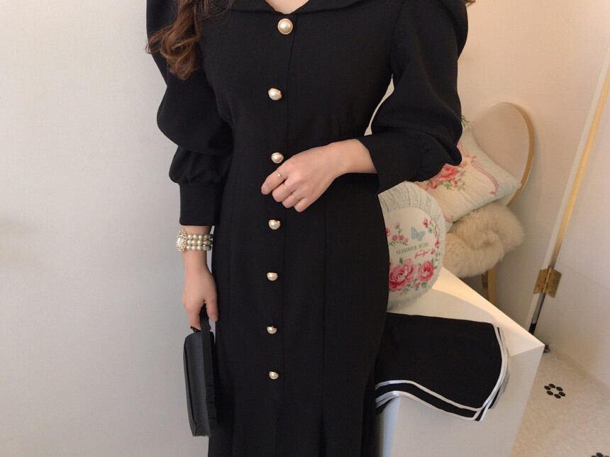 【dress】エレガント気質満点レトロハイウエスト着痩せ マーメイドワンピース G1404