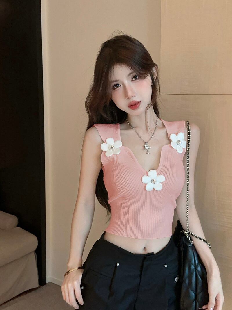 【tops】ニットノースリーブトップス　M30097