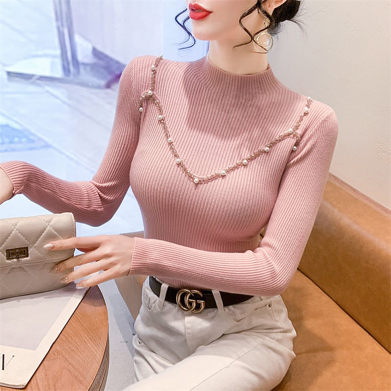 【tops】パールニットトップス　M27695