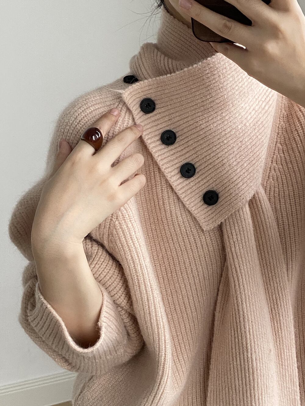 【tops】Vネックニットセーターマフラー付き　M28049