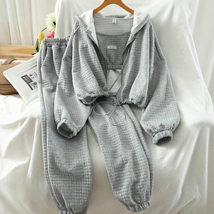 【set】韓流スタイル!気質満点カジュアルアウター+キャミソール+パンツ3点セット G2925