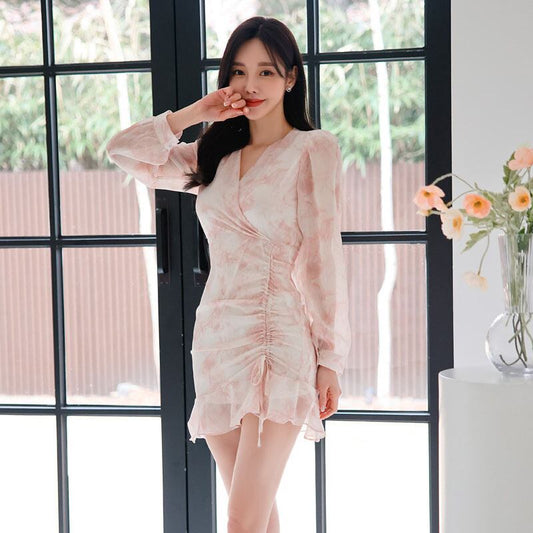 【dress】Vネックギャザーフリルワンピース G21273