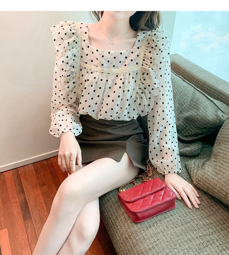 【tops】ドット柄シャツトップス　M28606