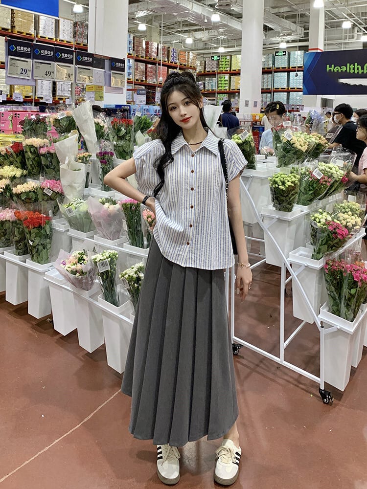 【set】シャツトップス×スカートセット　M24529