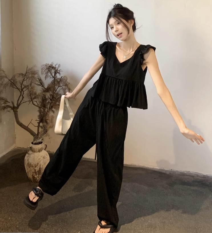 【set】ブラウス+ガウチョパンツ２点セットG21523