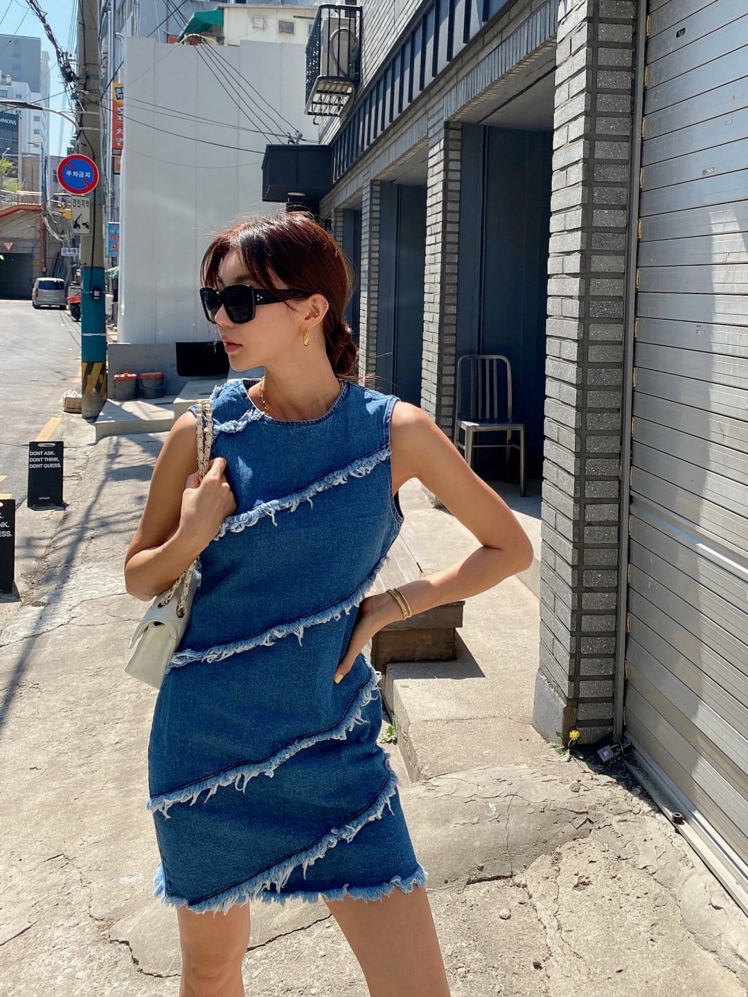 【dress】ノースリーブデニムワンピース　M23984