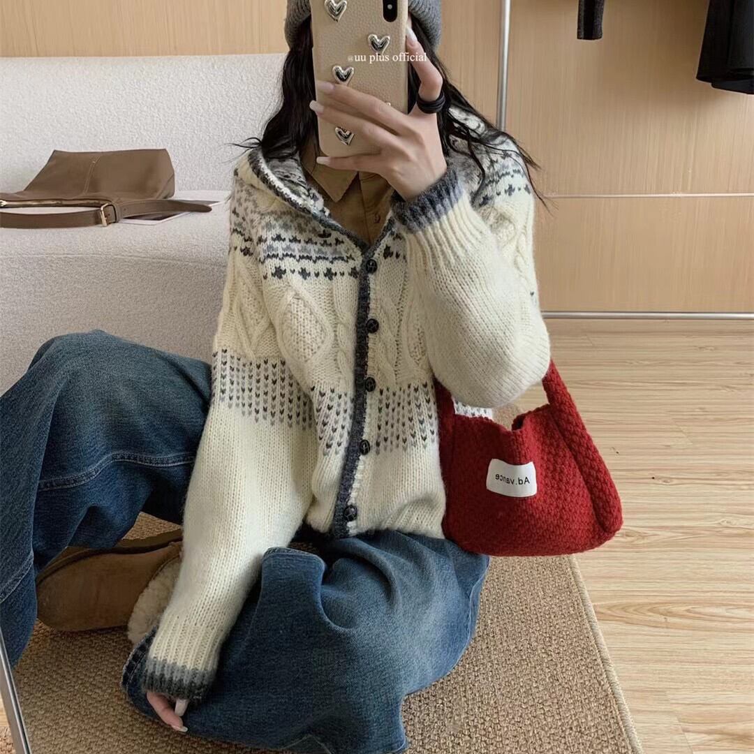 【outer】ジャカードニットカーデ　M27129