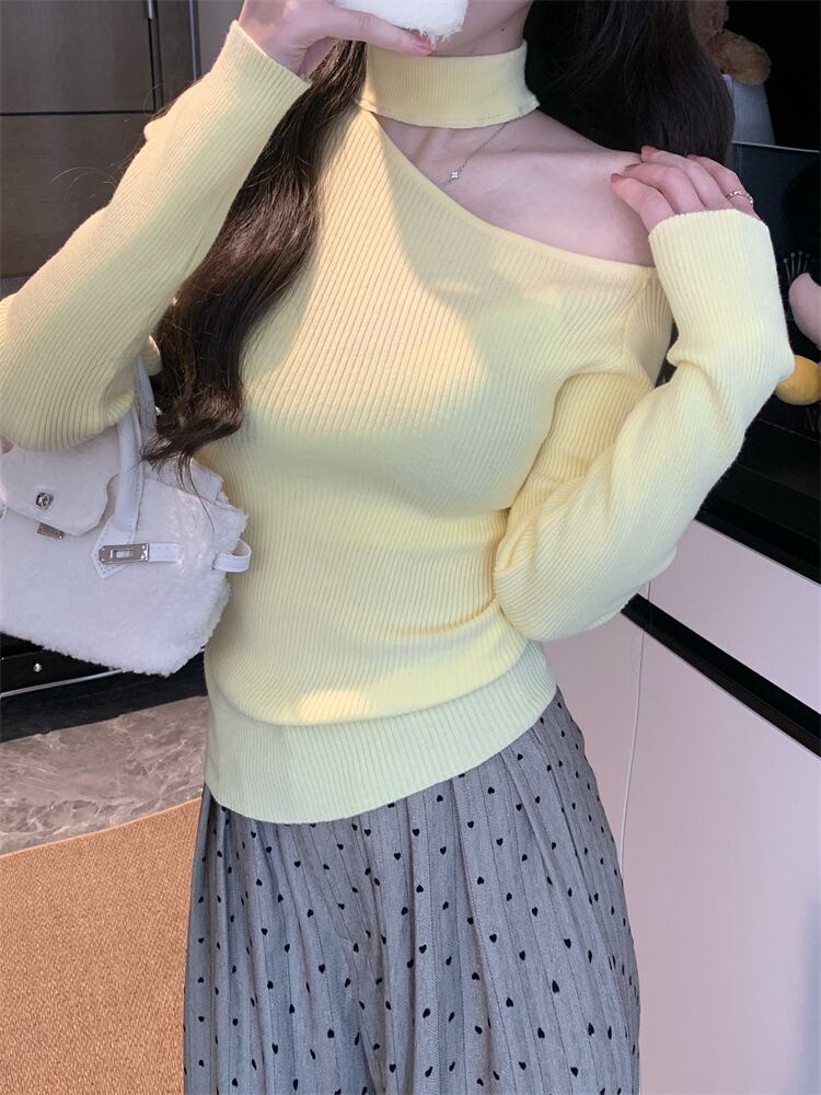【tops】オフショルダーニットトップス　M28410