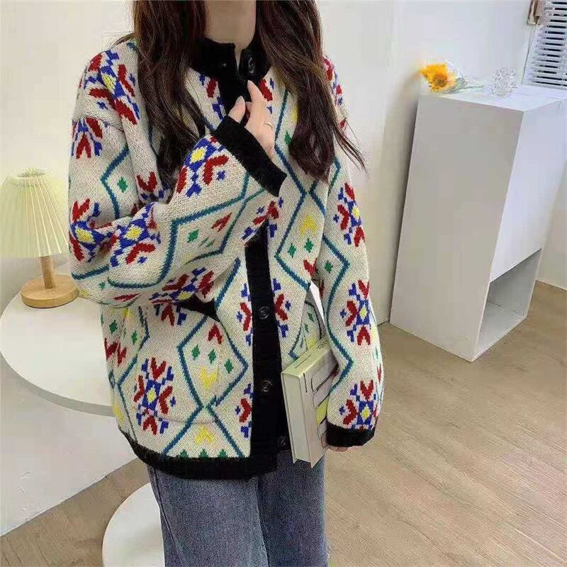 【outer】ボーダー柄ニットカーデ　M18741