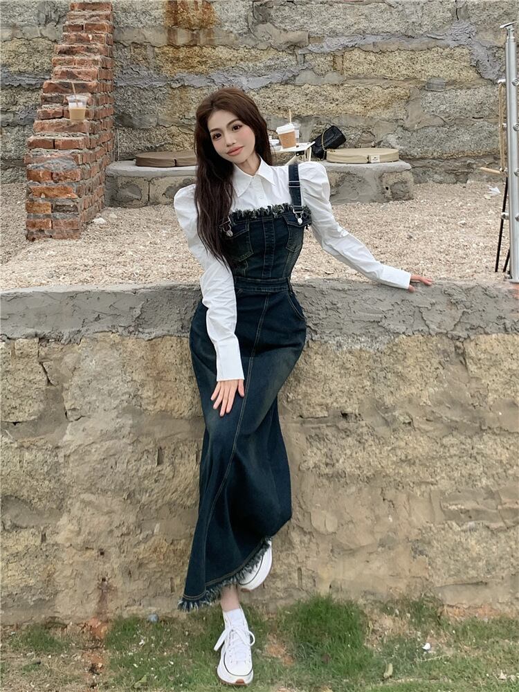 【dress】サロペットデニムワンピース　M28278
