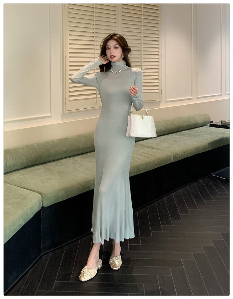 【dress】ハイネックニットワンピース　M28304