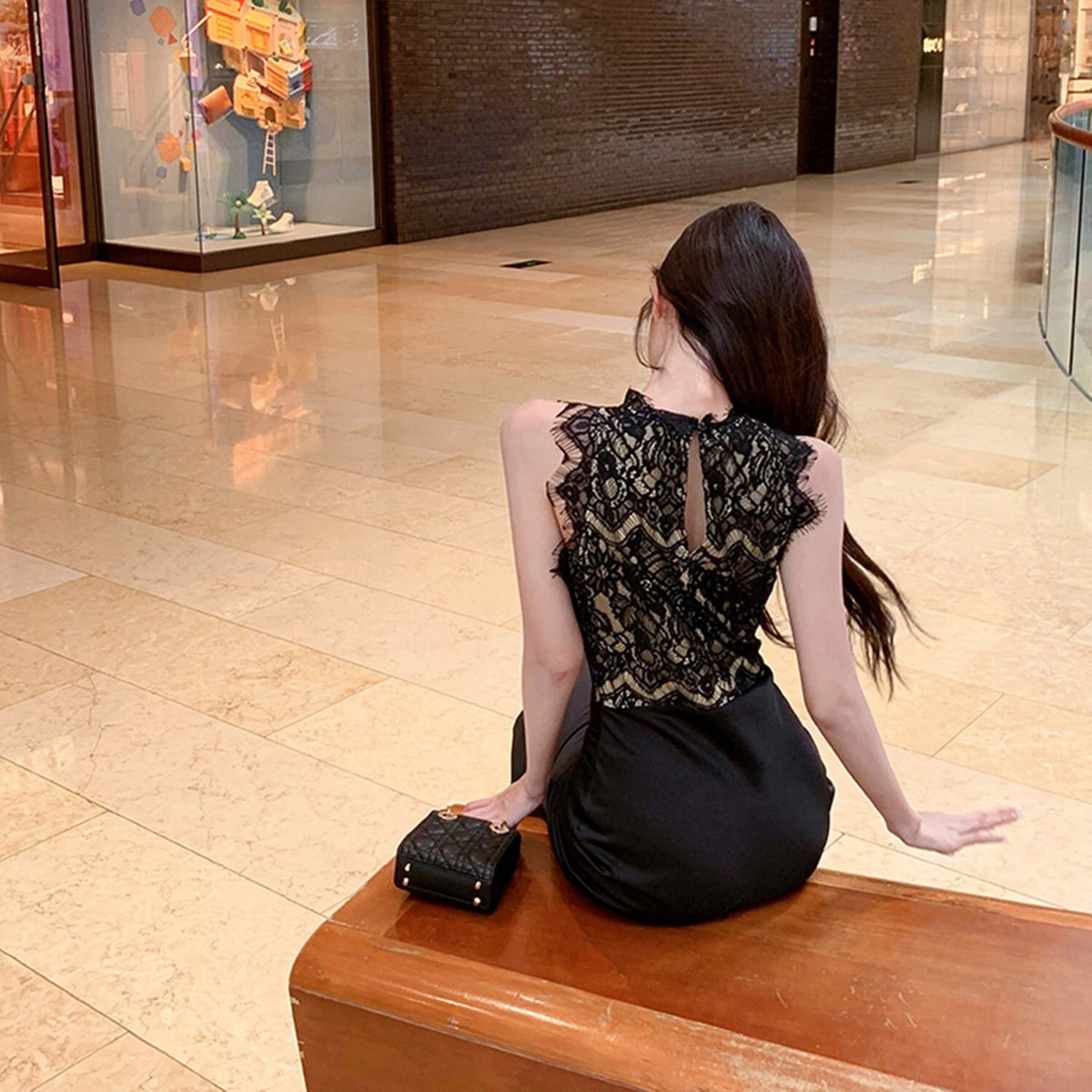 【dress】レース切り替えデートワンピース　N2687