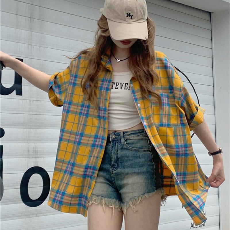 【tops】チェック柄シャツトップス　M25267