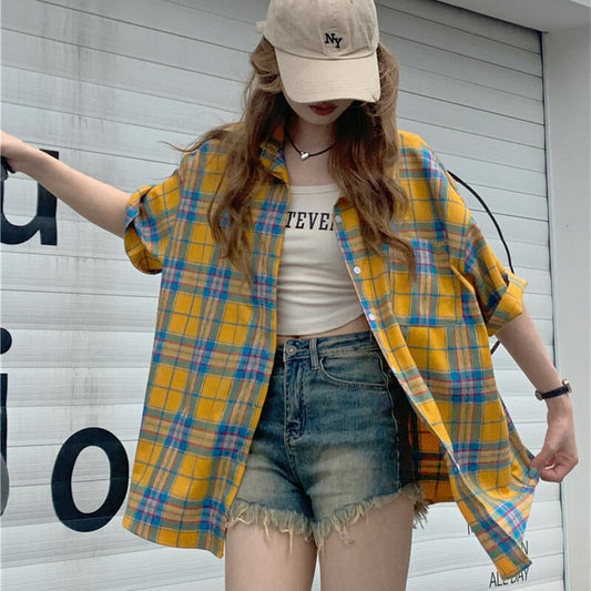 【tops】チェック柄シャツトップス　M25267