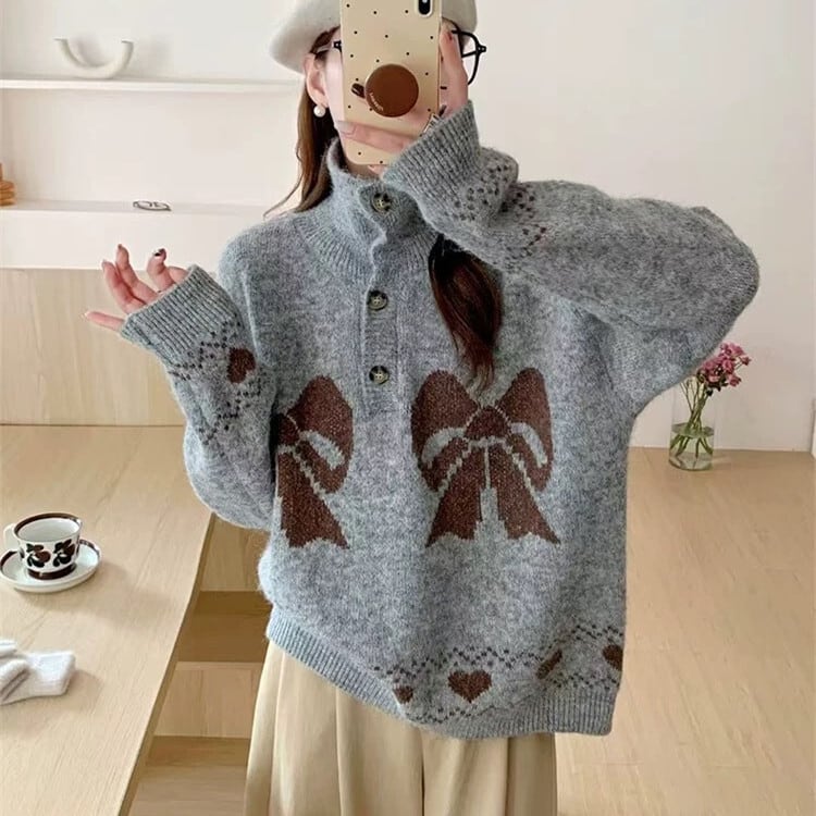 【tops】ジャカードニットセーター　M28818