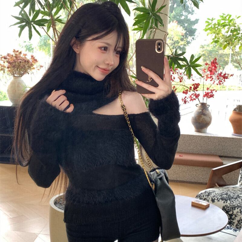 【tops】オフショルダーニットトップス　M28896