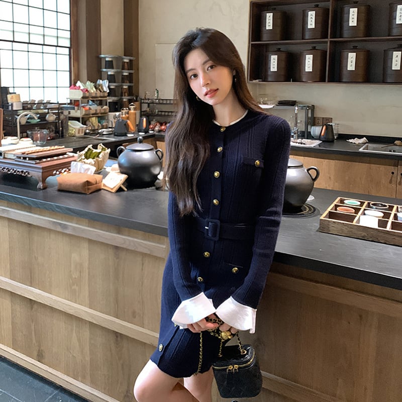 【dress】タイトニットワンピース Q7823