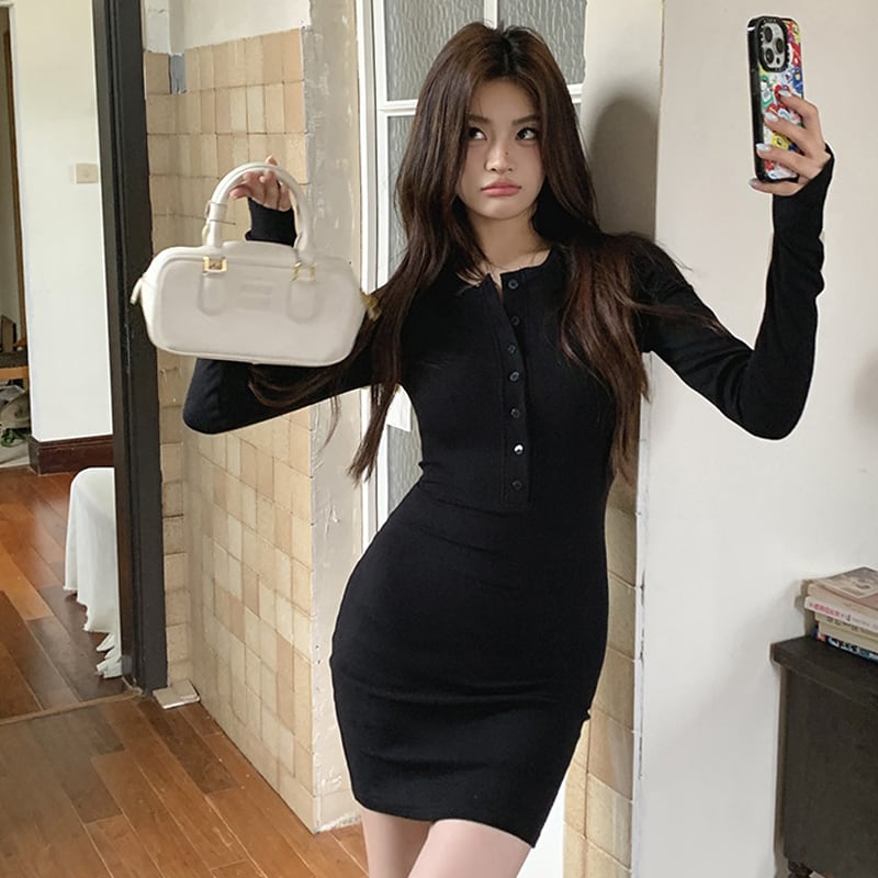 【dress】タイトニットワンピース Q6915