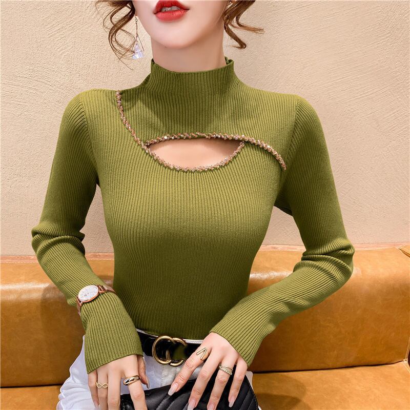 【tops】ビジューニットトップス　M27075