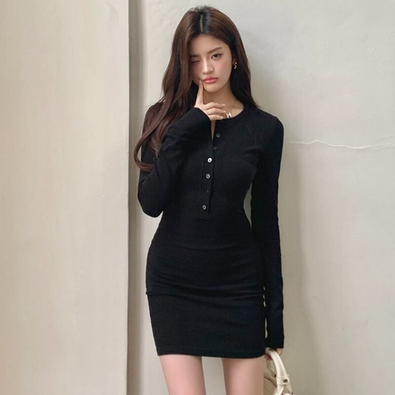 【dress】タイトニットワンピース Q6915