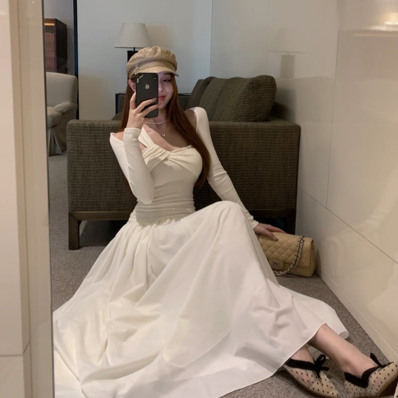 【dress】ニットドッキングワンピース　M28174