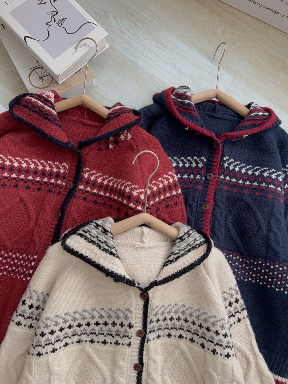 【outer】ジャカードニットカーデ　M27112