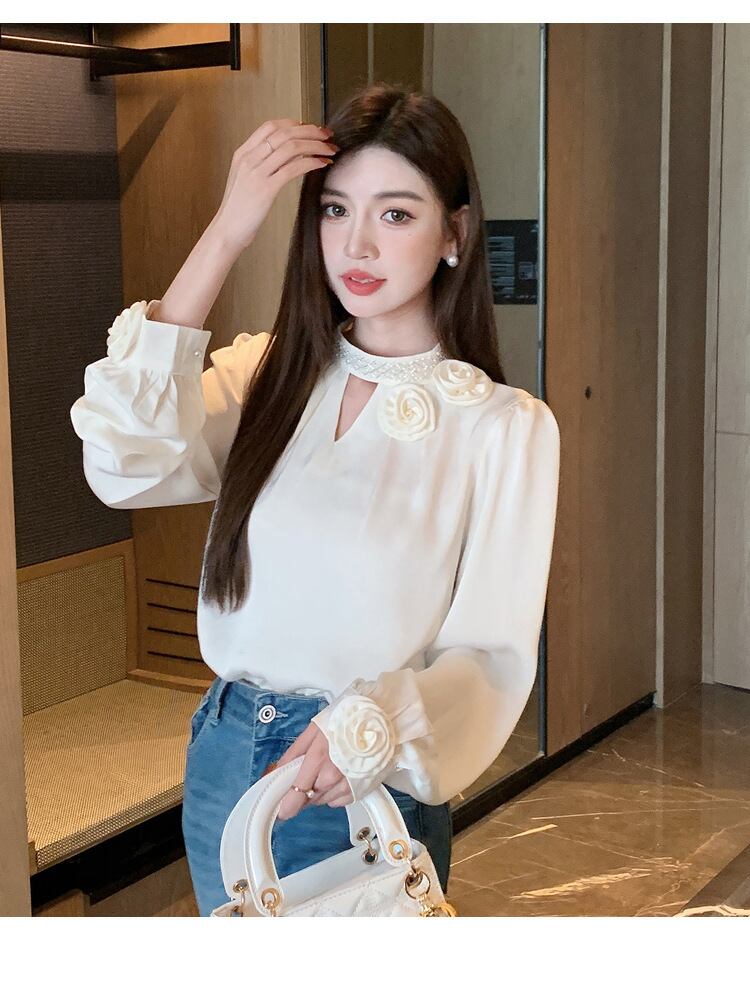 【tops】立体フラワーシャツトップス　M28972