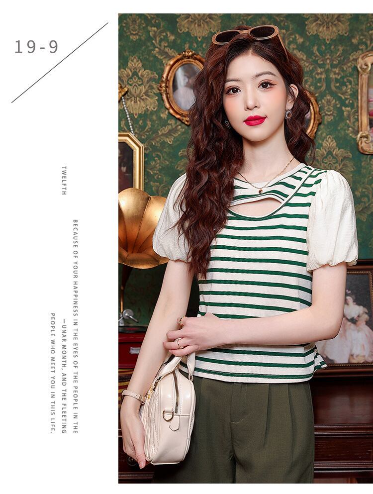 【tops】ストライプ柄TシャツG20923