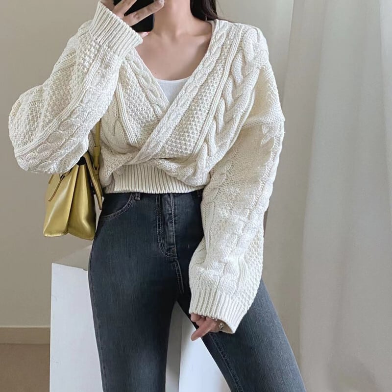 【tops】Vネックニットセーター　M25600