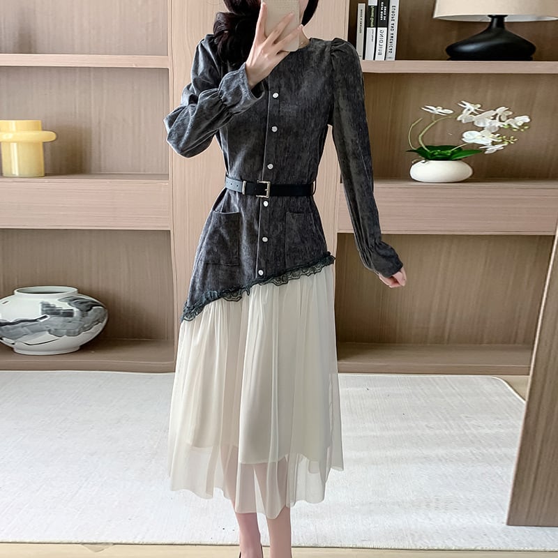 【dress】チュールコンビワンピース　M29588