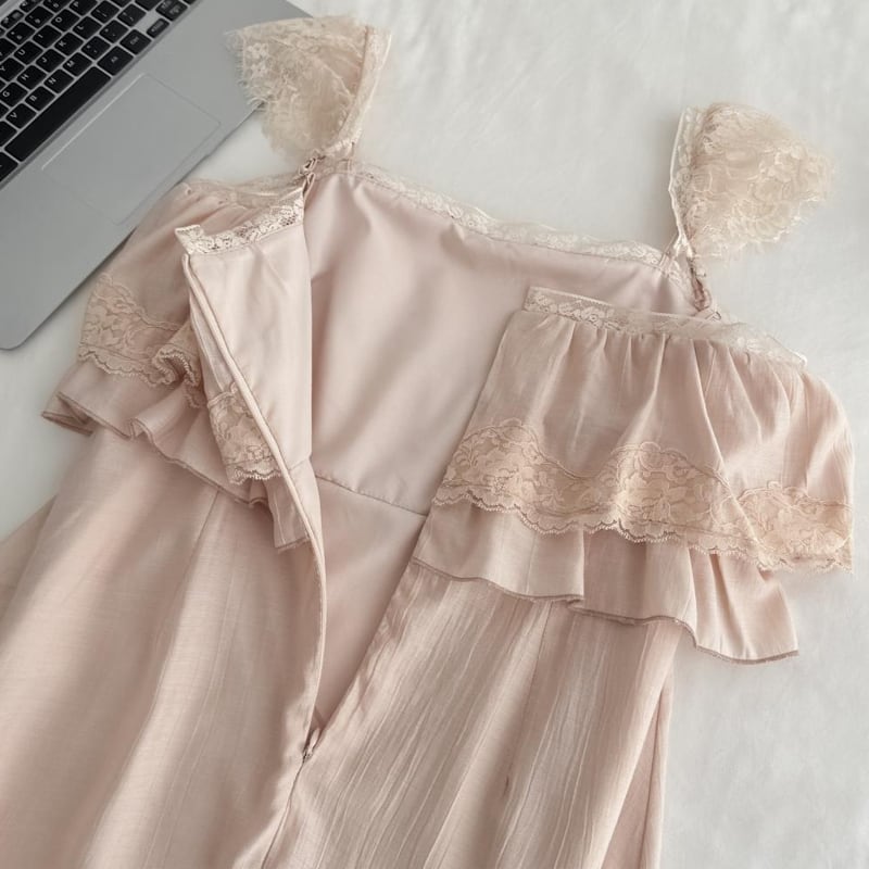 【dress】レースドッキングキャミワンピース Q8033