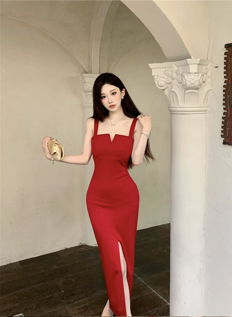 【dress】スリットキャミワンピース Q8084