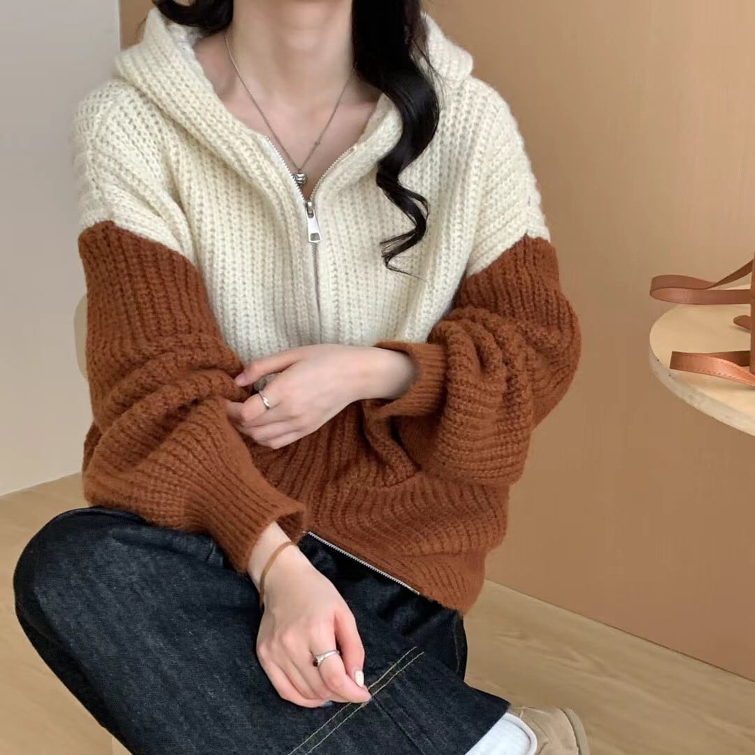 【outer】配色ニットカーデ　M26025